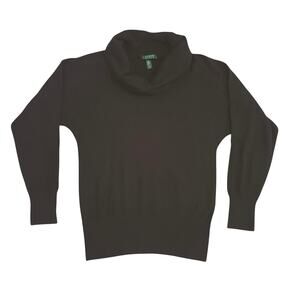 Lauren Ralph Lauren Women’s M Brown Cowl Neck Sweater Cotton Modal Knit Basic